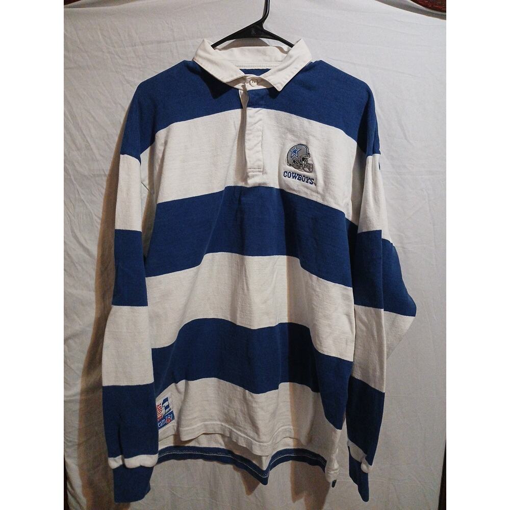 Vintage Dallas Cowboys Rugby Shirt mens XL Embroidered logo 90s USA B23